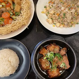 a variety of asian food