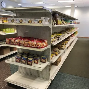 shelves of food