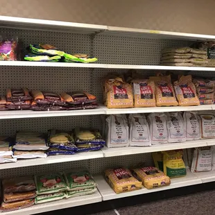 shelves of food
