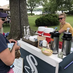Summer stand at farmers market in the Williams Bay lakefront park every Friday in the summer.
