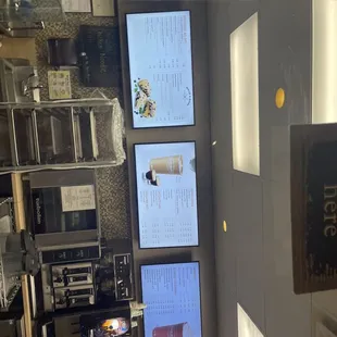 Large menu behind counter