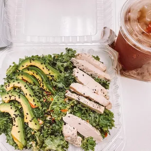 Spicy Kael Salad with Grilled Chicken - BOMB