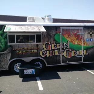 a food truck parked in a parking lot