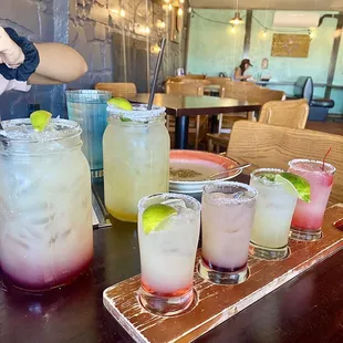 Margarita flight Green chili marg Blackberry marg