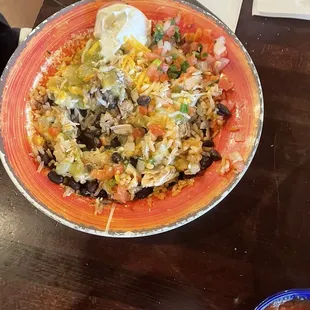 Bowl.  Burrito without the tortilla.