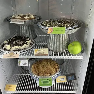 Pie selection, pie of the day is grasshopper