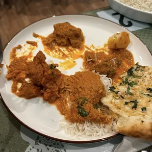 Chicken Tikka Masala, Lamb Vindaloo, Lamb Tikka Masala, Garlic Naan