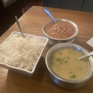 Mulligatawny Shorbe (Split pea soup) and Daal Makhni (lentils with spices) delicious hot lunch!  The soup was one of the best I&apos;ve ever had!