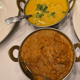 Dal Tardka and chicken Korma