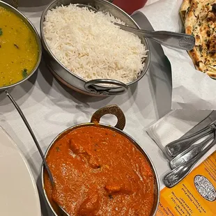 Chicken Tikka Masala with Basmati Rice Dal Tardka