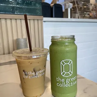 Green warrior &amp; honey cinnamon oat latte