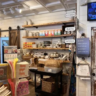 a variety of items on shelves