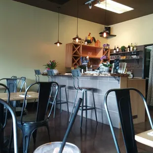 A very small but cozy place. A new business in the neighborhood.