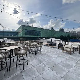 Rooftop patio you can take drinks up to