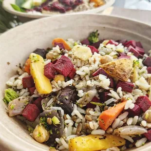 a bowl of rice and vegetables
