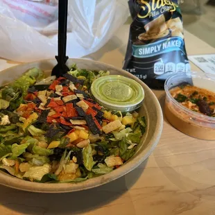 Tequila mockingbird salad and Hummus &amp; Pita Chips