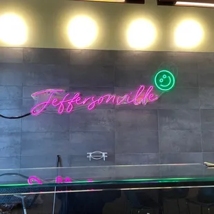 Cute neon sign inside the store