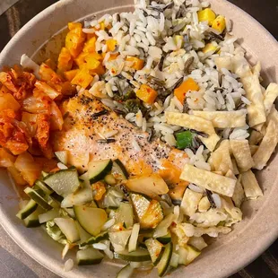 Tropic Thunda grain bowl - to go (after ingredients were chopped up at home)