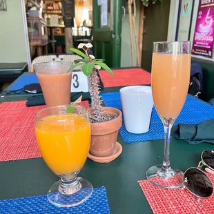 Mimosa, orange juice, guava kombucha and lavender latte