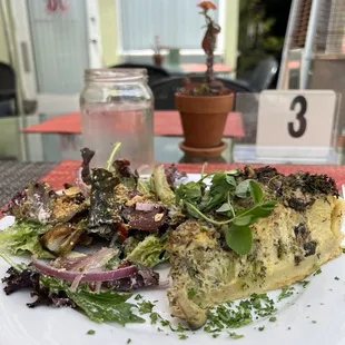 Leeks and mushroom "quiche" with citrus salad.