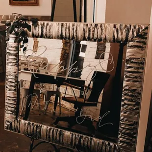 a chair and a mirror