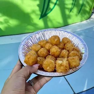The only vegan option is plain tots.