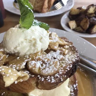 Salted Caramel Banana Stuffed French Toast