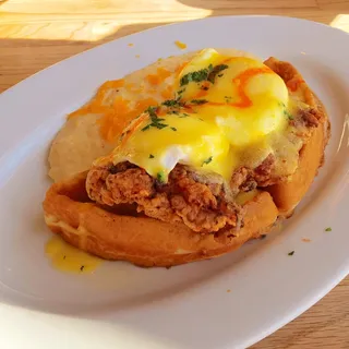 Chicken and Waffles Benedict