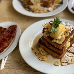 Turkey bacon Bananas foster French toast