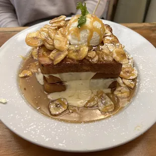 Salted Caramel Banana Stuffed French Toast