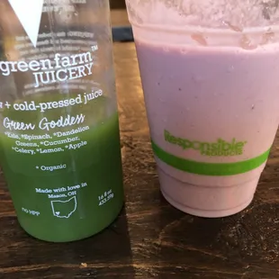 delicious juice and strawberry smoothie