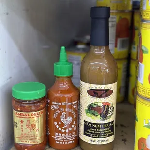a variety of hot sauces