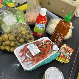 a variety of vegetables and condiments