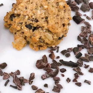 a cookie and chocolate chips