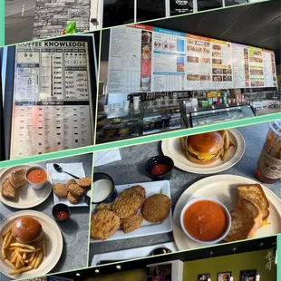 Place/Meal. Epic fried green tomatoes, classic burger&amp; fries, fabulous creamy -basil soup w/ a grilled cheese + iced tea