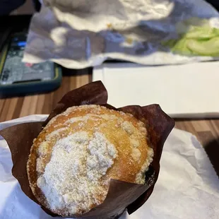 a person eating a pastry