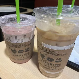 Strawberry coconut quencher and magic maple iced coffee (both absolutely amazing)