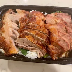 Three meat platter to go