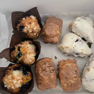 Gf lemon blueberry scones, GF coffee cakes, GF blueberry muffins