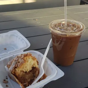GF coffee cake and iced coffee!! Yum!