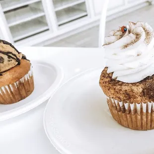Two gluten free cupcakes. Sopapilla cheesecake and chocolate chip cookie dough. My two favorites