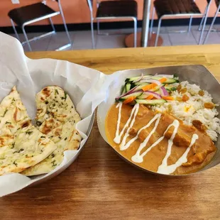 Chicken tikka with garlic naan