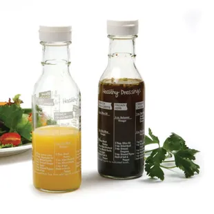 Items to inspire your healthy kitchen. This salad dressing shaker includes 6 recipes printed right on the bottle!