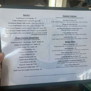 Lunch menu