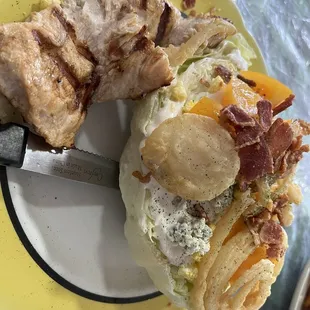 Wedge salad, added grilled chicken