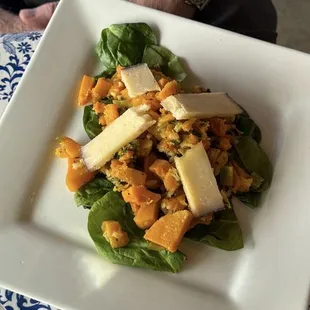 risotto over spinach work squash and cheese on top. Definitely my new favorite.