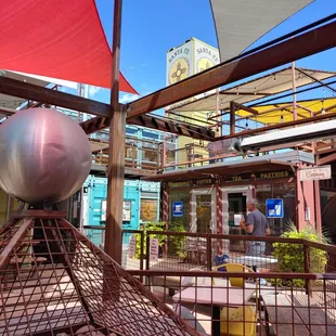 In the courtyard area