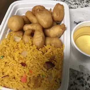 Honey chicken and fried rice