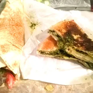 Shourma Beef Sandwich, Spinach and Cheese Pie.