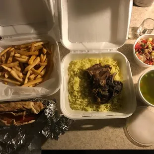 That lamb and rice special for $8.50 you see in the middle is 80% bone and cartilaginous material.  Barely any meat.